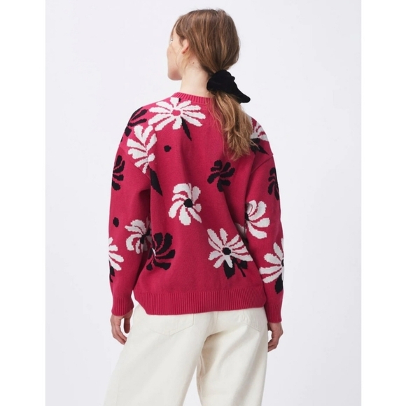 For DAYS PINK Floral Print Oversized Sweater 100% Organic Cotton Size Medium - Picture 10 of 10